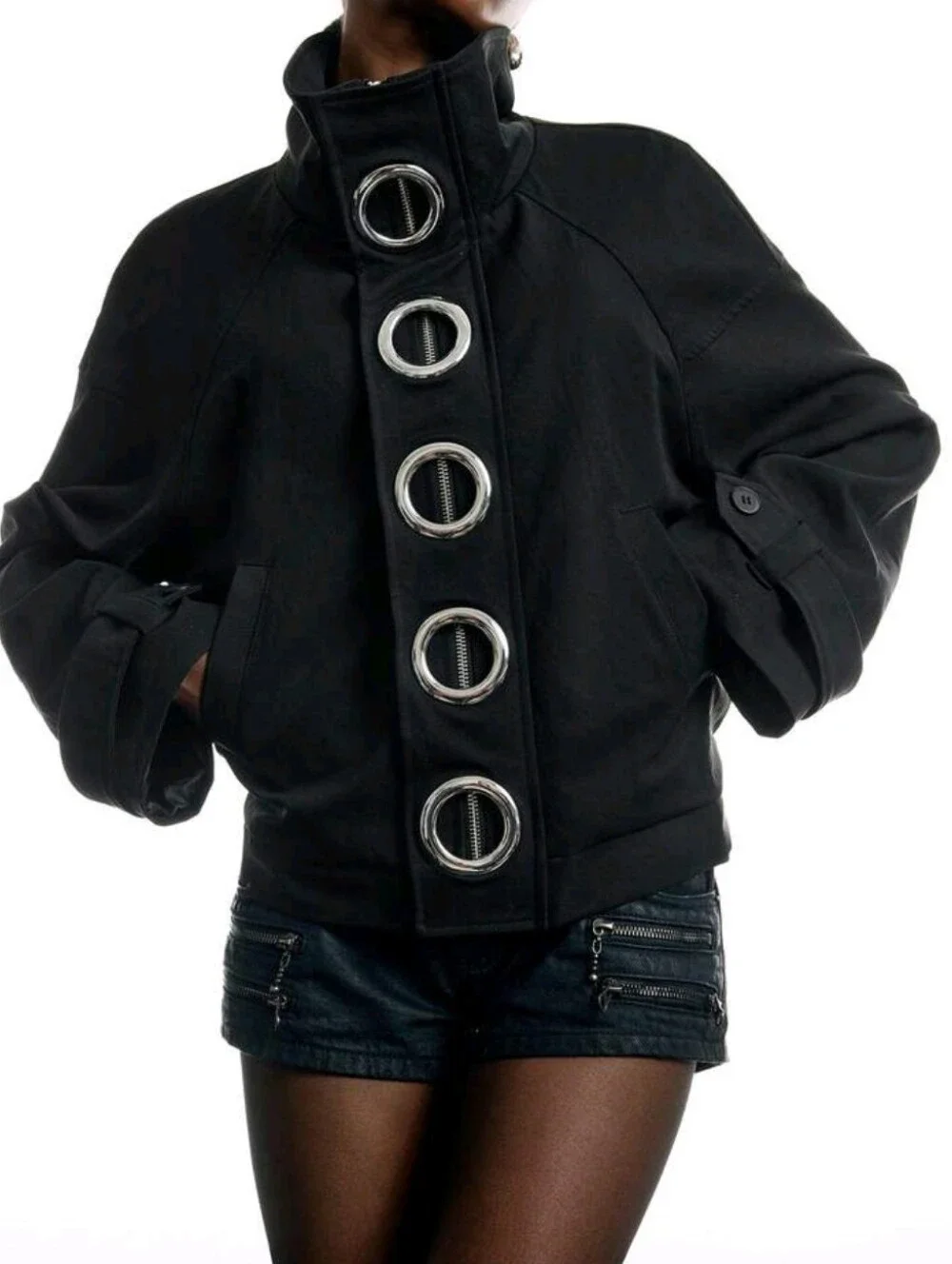 Women's Autumn Fashion Metal Decor Regular Jacket
